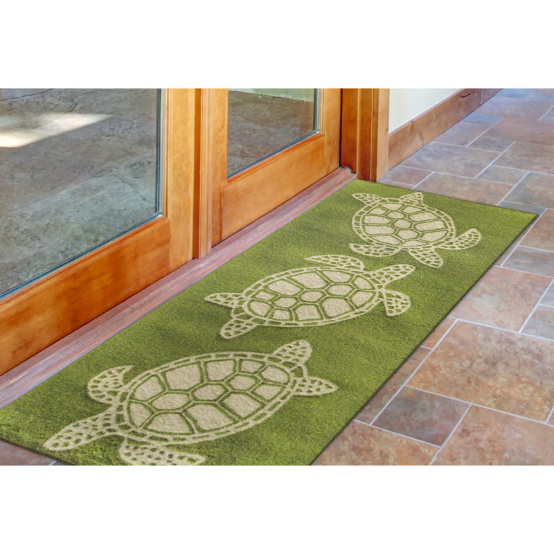 Highland Dunes Turtle HandTufted Green Indoor/Outdoor Area